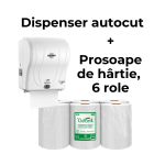 Dispenser autocut pentru prosoape de hârtie 21 cm, compatibil cu role de 60 m
